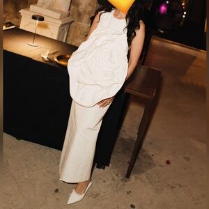 HUISHAN ZHANG Aphrodite Flower Appliqué Sleeveless Column Dress